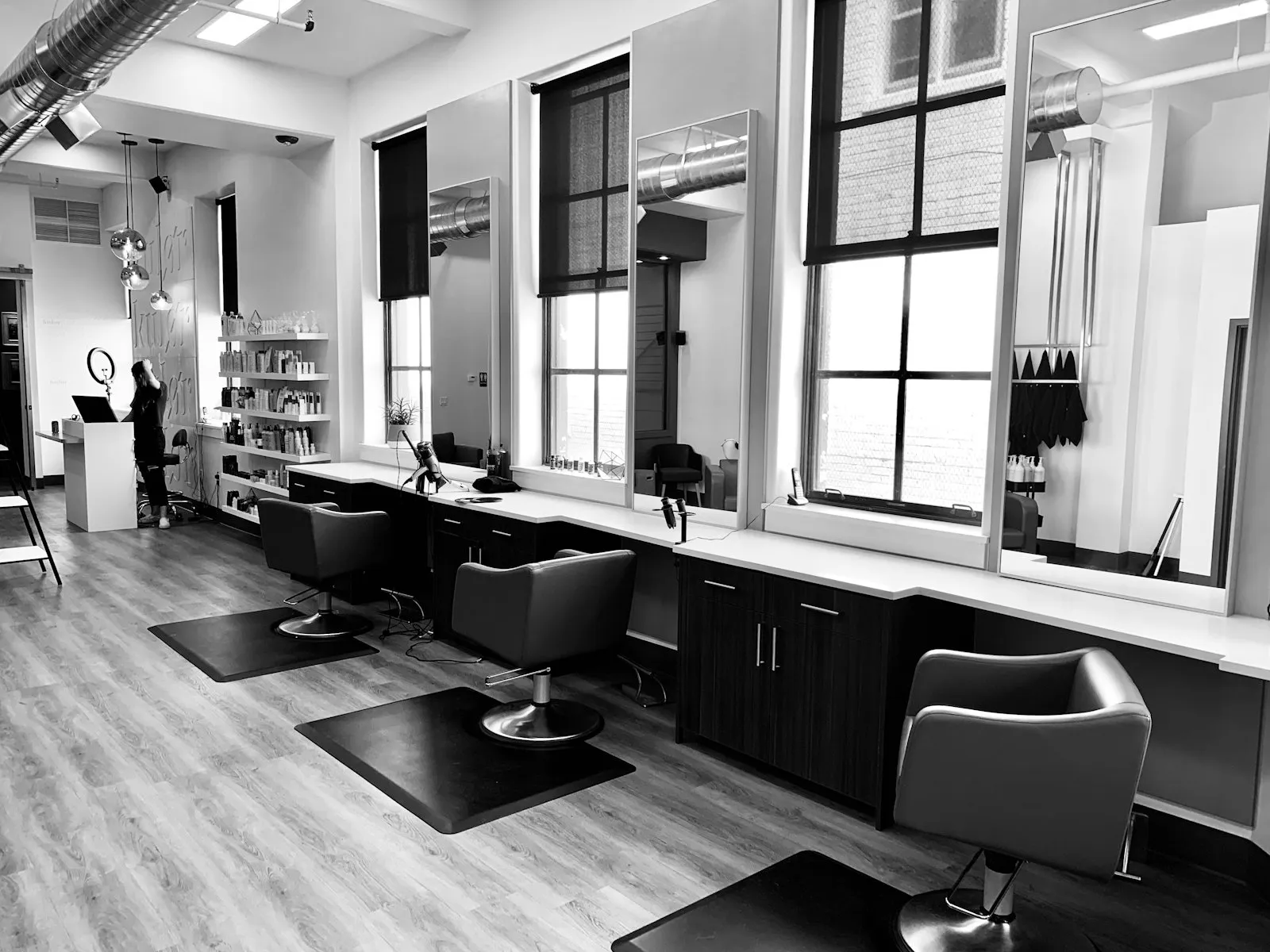 The styling floor at Raquel Hair Salon in Sterling, VA
